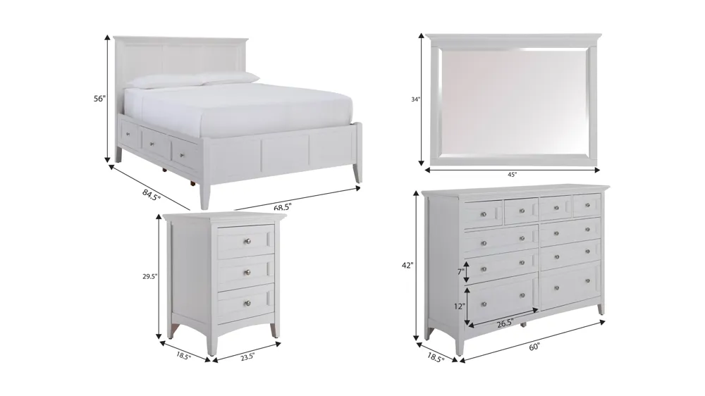 Westlake 4-pc. Bedroom Set w/ Storage Bed Dimensions