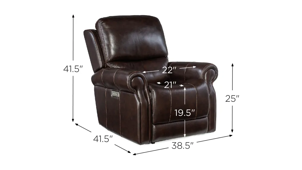 Eisley Power Recliner with Power Headrest and Lumbar Dimensions