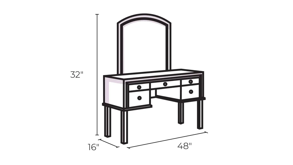 Huxley Wall Mirror and Console Table Dimensions