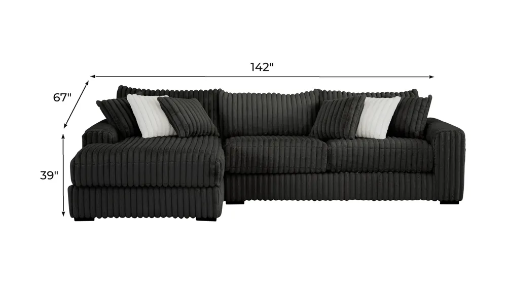 Onyx Moon 2-pc. Sofa Chaise Dimensions