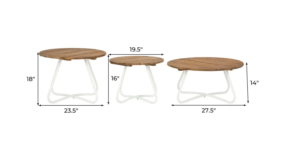 Akiko Outdoor 3-pc. Wood Top Coffee Table Dimensions
