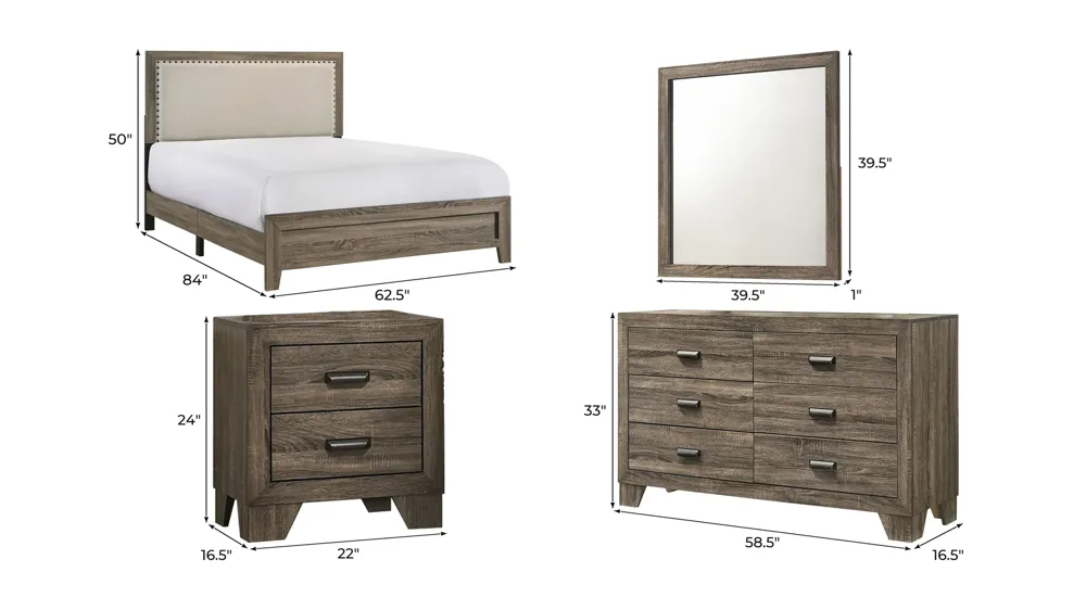 Millie 4-pc. Bedroom Set Dimensions