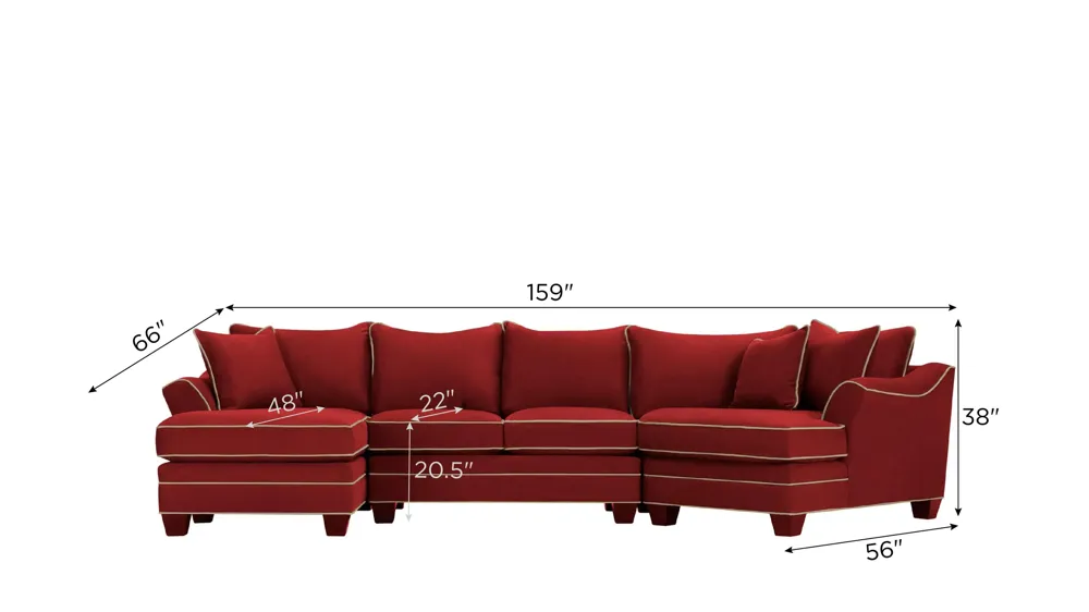 Foresthill 3-pc. Left Hand Facing Sectional Sofa Dimensions