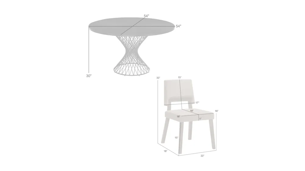 Cirque 5-pc. Dining Table Set Dimensions
