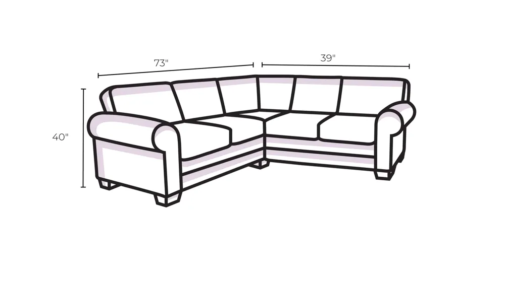 Biddeford Right-Arm Facing Sofa Dimensions