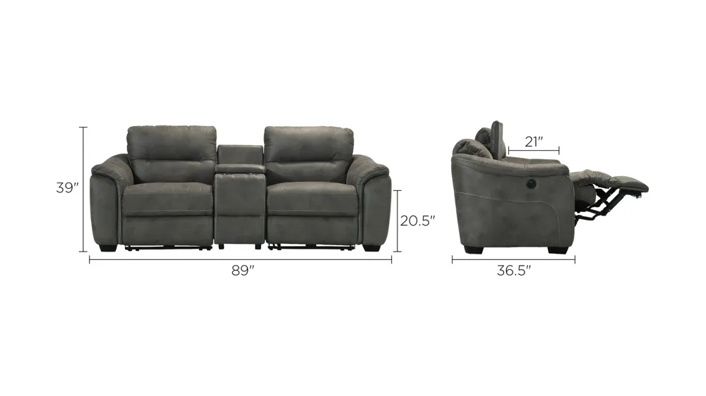 Rockland 3-pc. Microfiber Power-Reclining Sectional Sofa w/ Storage Dimensions