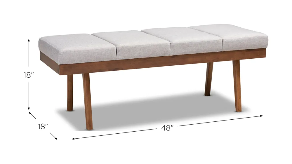 Larisa Fabric Upholstered Wood Bench Dimensions