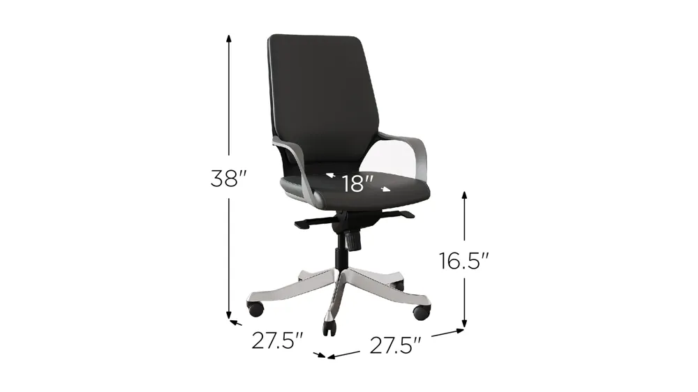 Tulsa Leather Mid Back Chair Dimensions