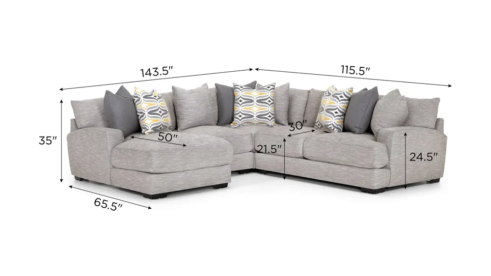 Carter 4-pc. Sectional Dimensions
