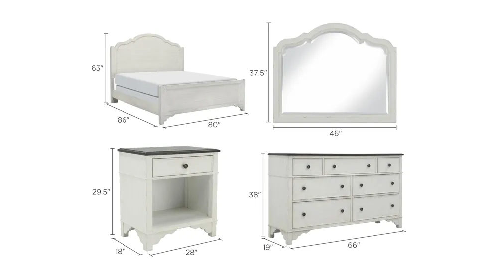 Colette 4-pc. Bedroom Set Dimensions