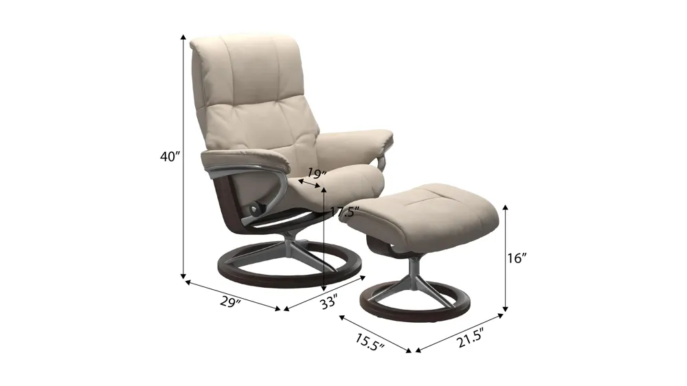 Mayfair Medium Signature Chair w/ Ottoman Dimensions