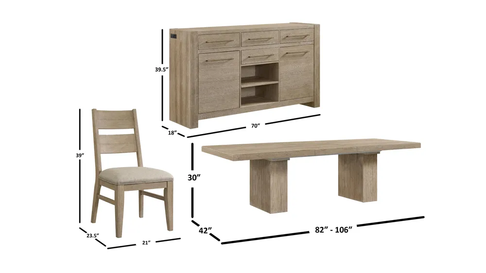 Nash 6-pc. Dining Set Dimensions