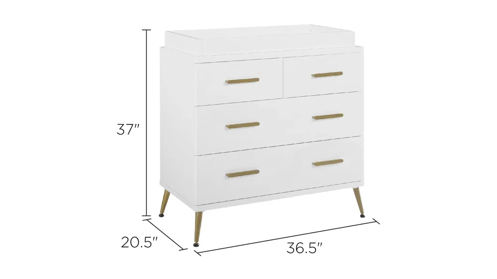Sloane Nursery Dresser w/ Changing Top by Delta Children Dimensions