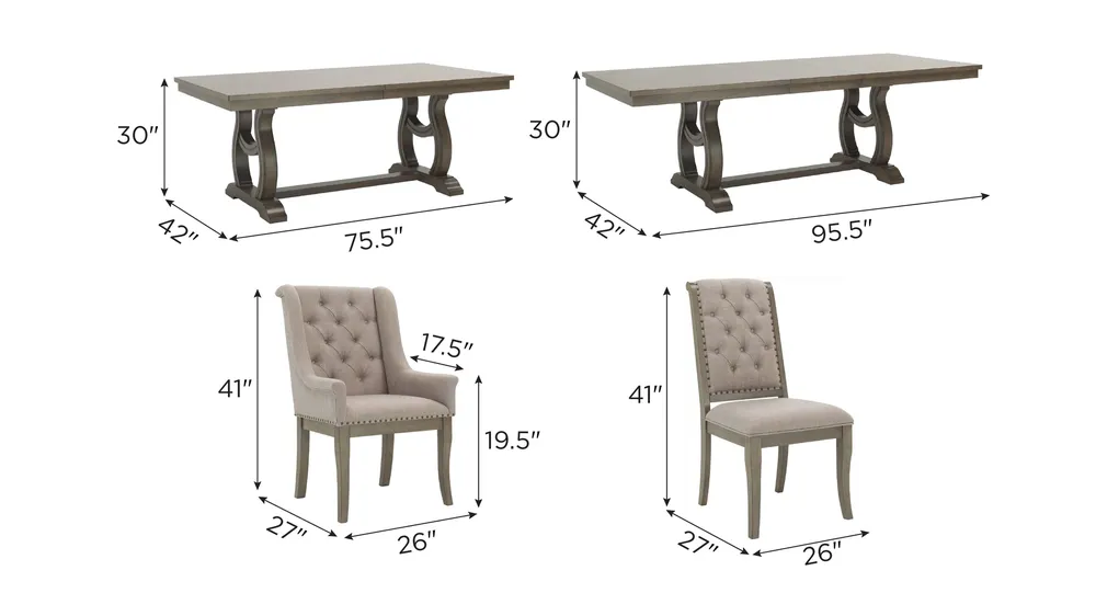 Lorient 7-pc. Dining Set Dimensions