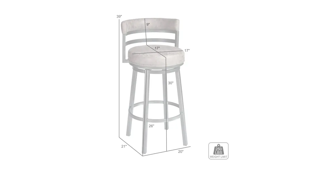 Clary 30" Swivel Barstool Dimensions