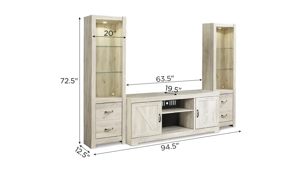 Bellaby 3-pc. Entertainment Wall Dimensions