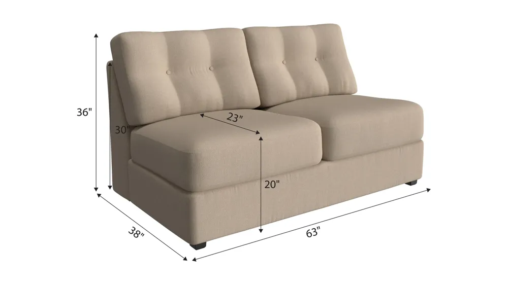 ModularOne Armless Loveseat w/ Full Sleeper Dimensions