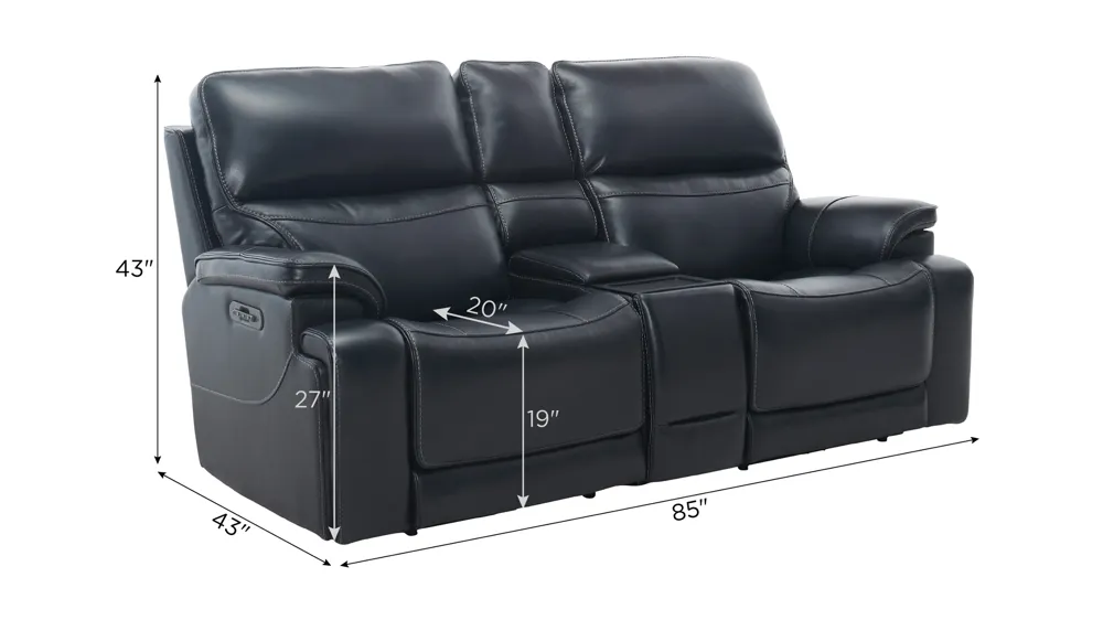 Presley 3-pc. Zero Gravity Triple Power Console Loveseat w/ Heat & Massage Dimensions