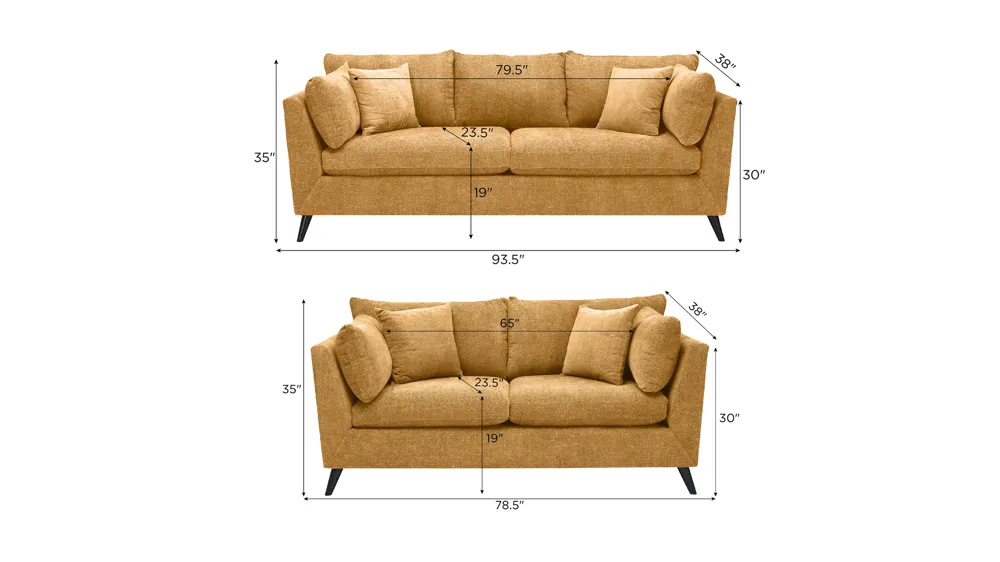 Caruso Living Room Set Dimensions