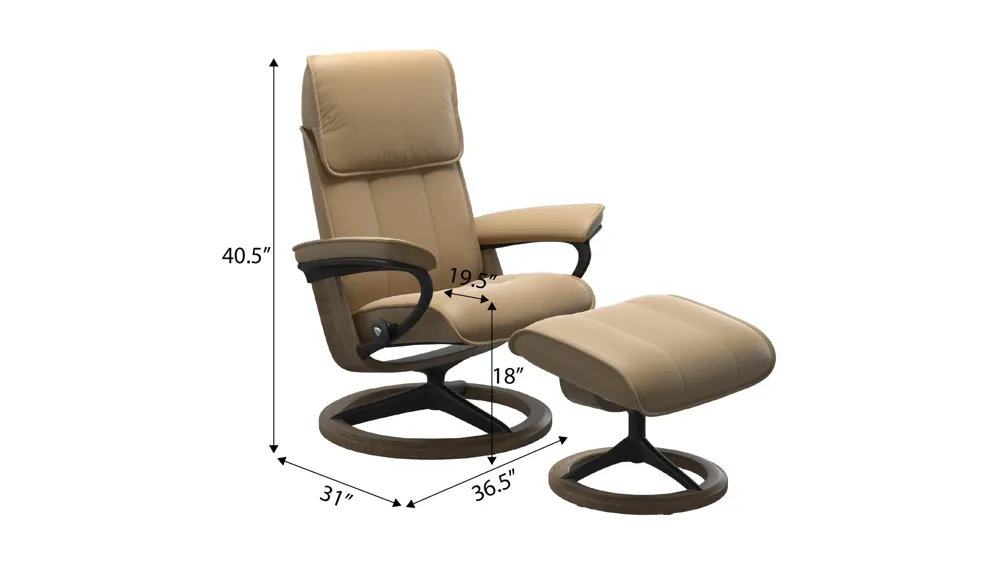 Admiral Large Signature Chair & Ottoman Dimensions