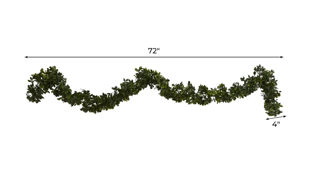 6' Boxwood Artificial Garland (Indoor/Outdoor): Set of 4 Dimensions