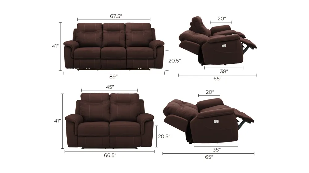 Stanfield Dual Power Living Room Set Dimensions