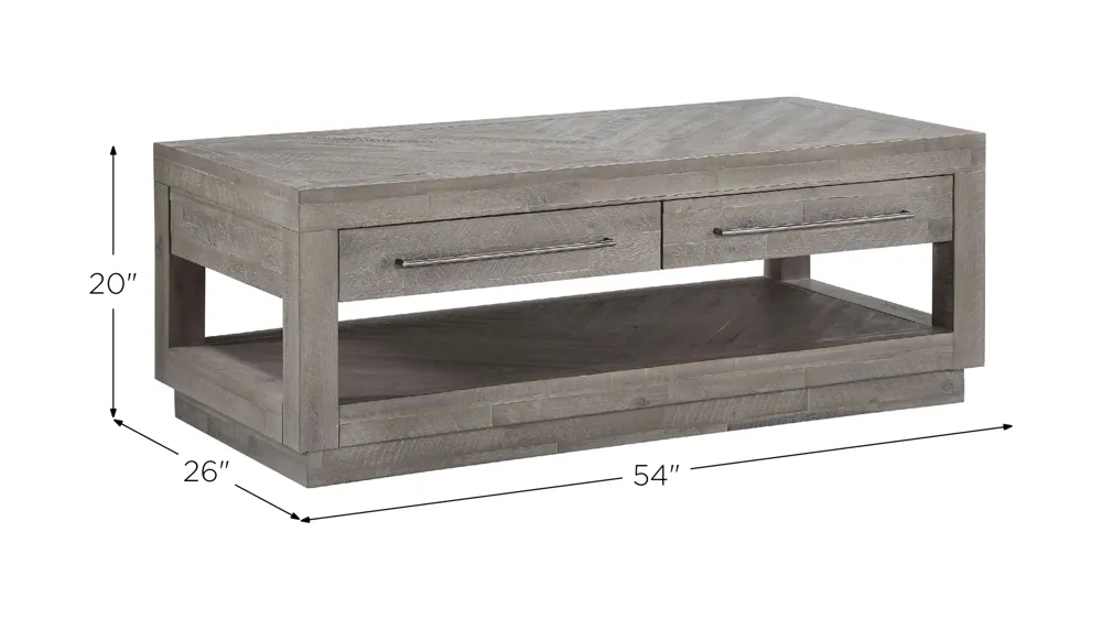 Alexandra Solid Wood Rectangular Coffee Table Dimensions