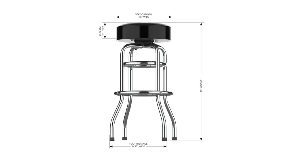 NFL Backless Swivel Bar Stool Dimensions