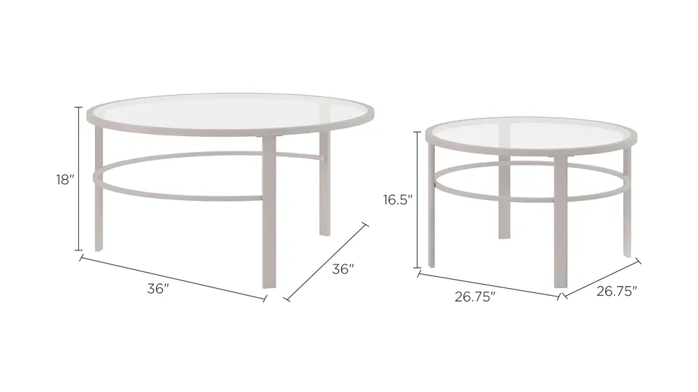 Gaia Round Nesting Coffee Table Set Dimensions