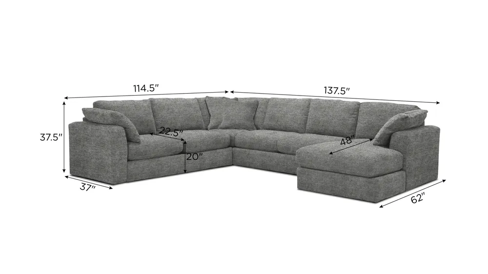 Nappily 4-pc. Sectional Dimensions