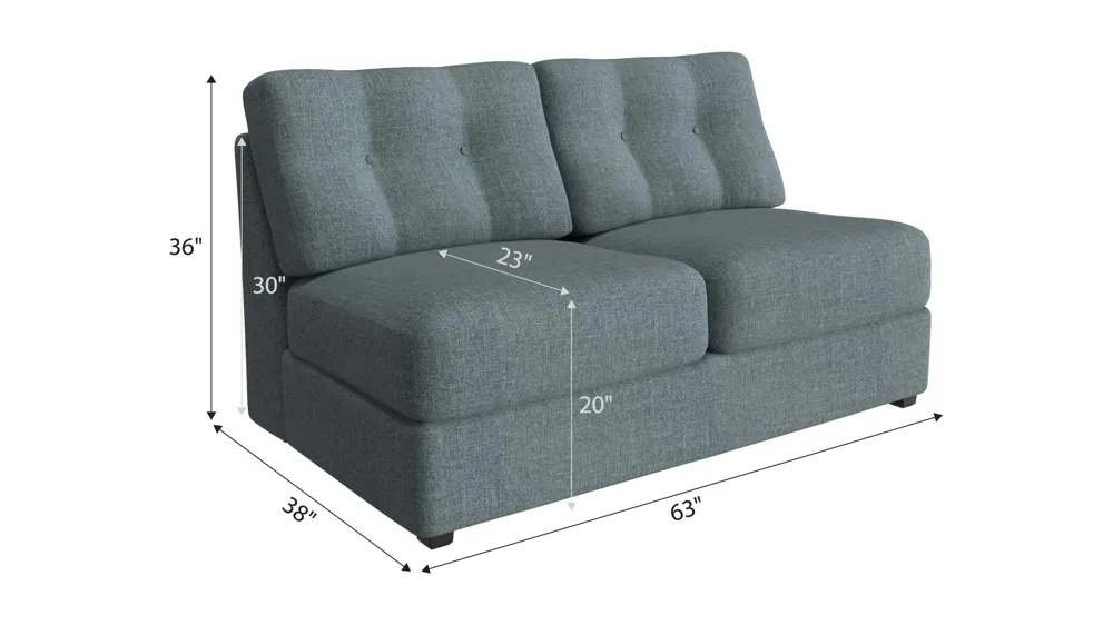 ModularOne Armless Loveseat w/ Full Sleeper Dimensions