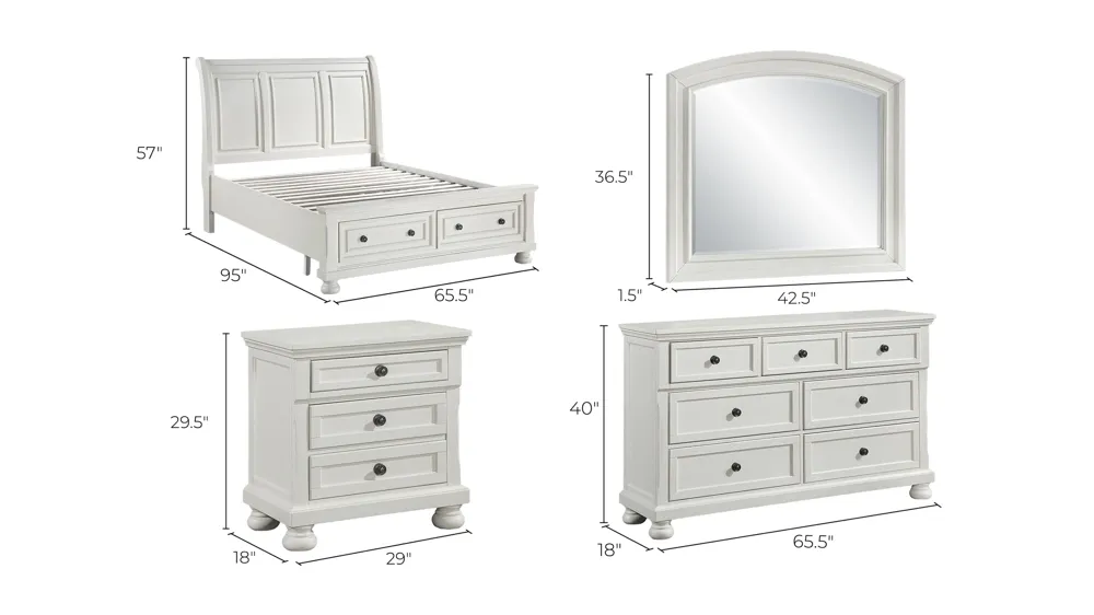 Soriah 4-pc. Storage Bedroom Set Dimensions
