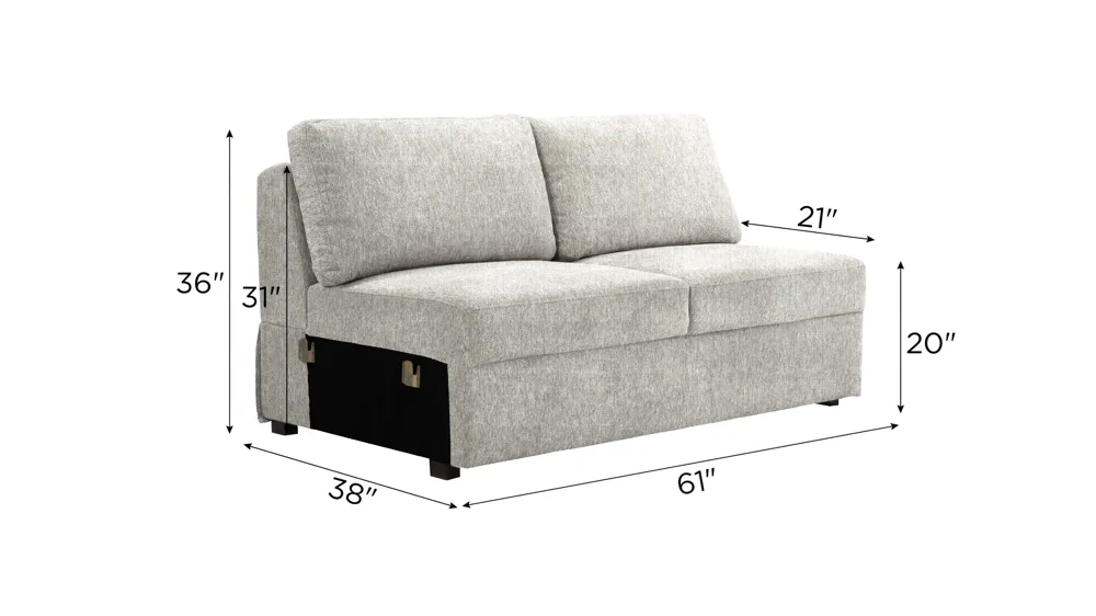 Juniper Armless Loveseat Dimensions