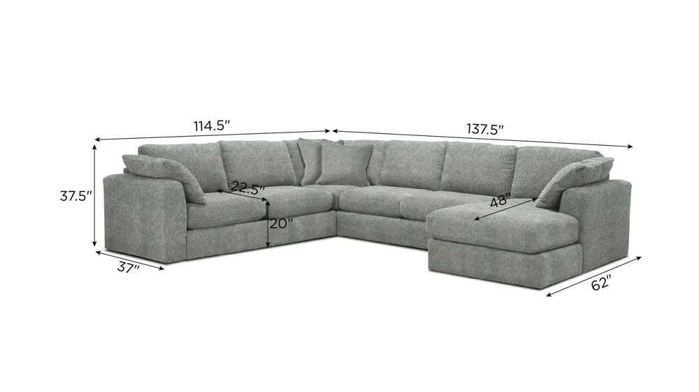 Nappily 4-pc. Sectional Dimensions