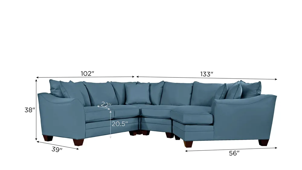 Foresthill 4-pc. Right Hand Cuddler Sectional Sofa Dimensions