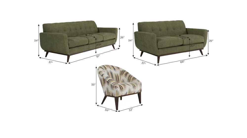 Milo Living Room Set Dimensions