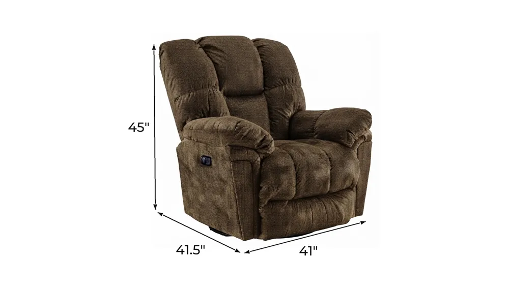 Leroy Swivel Glider Recliner w/ Power Headrest Dimensions
