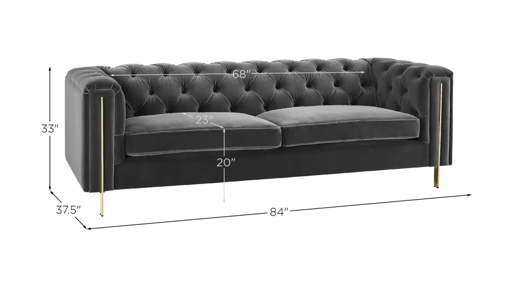 Charlene Button Tufted Sofa Dimensions