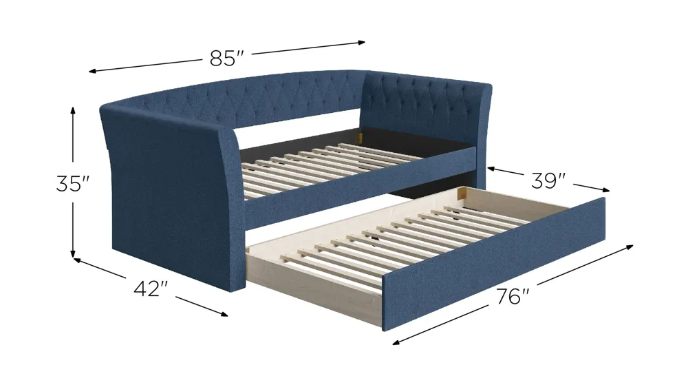 Neville Daybed and Rolling Trundle Set Dimensions