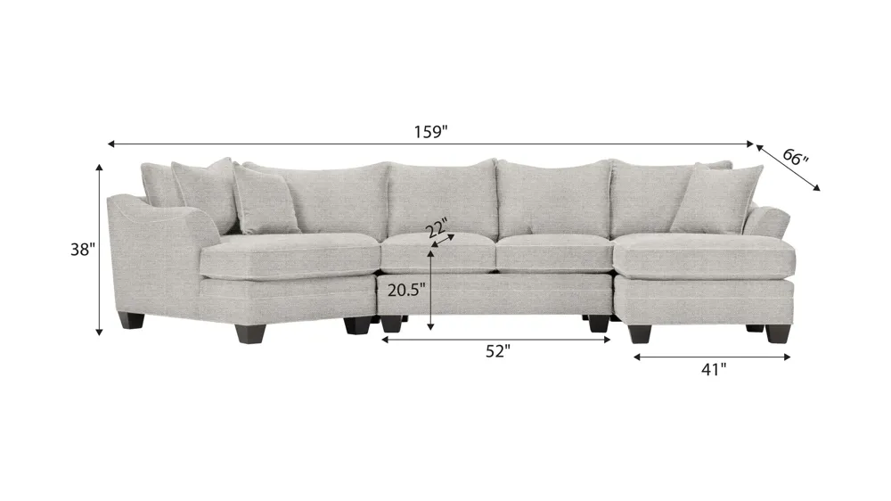Foresthill 3-pc. Right Hand Facing Sectional Sofa Dimensions