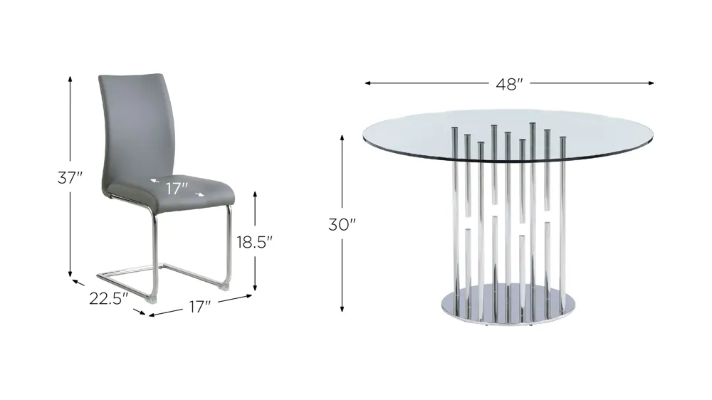 Prosper 5-pc Dining Set Dimensions