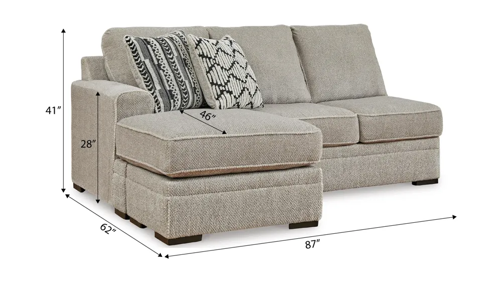 Calnita Left Arm Facing Sofa Chaise Dimensions