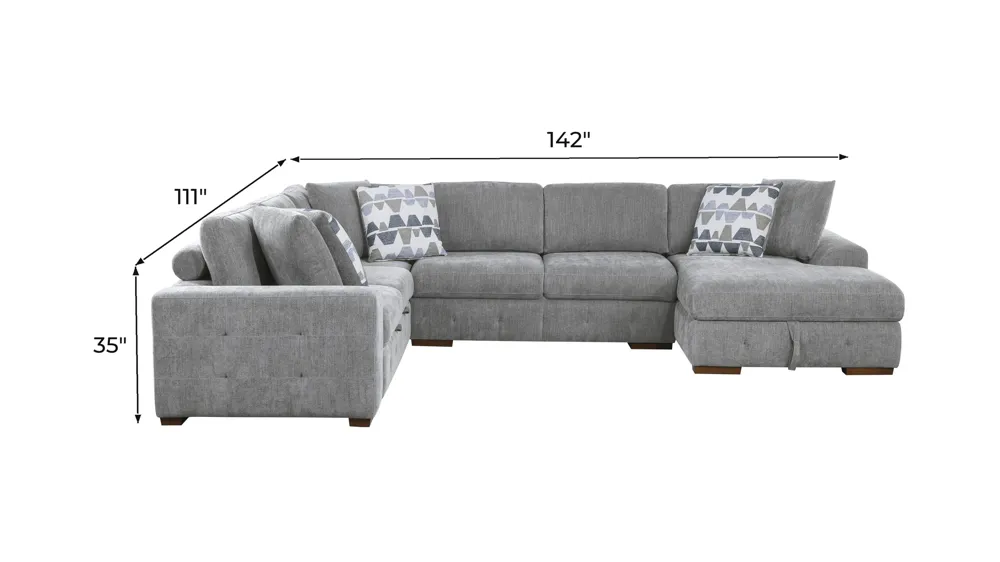 Dolman 4 pc. Sectional with Pop-Up Sleeper Dimensions