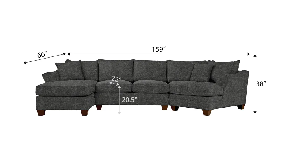Foresthill 3-pc. Left Hand Facing Sectional Sofa Dimensions