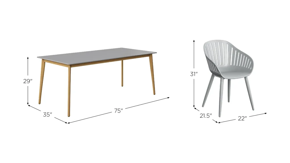 Amazonia 7-pc. Outdoor Rectangular Patio Dining Set Dimensions