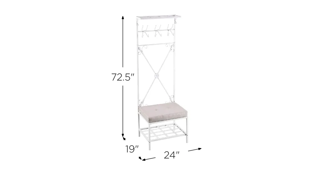 Thorne Entryway Bench/Storage Rack Dimensions