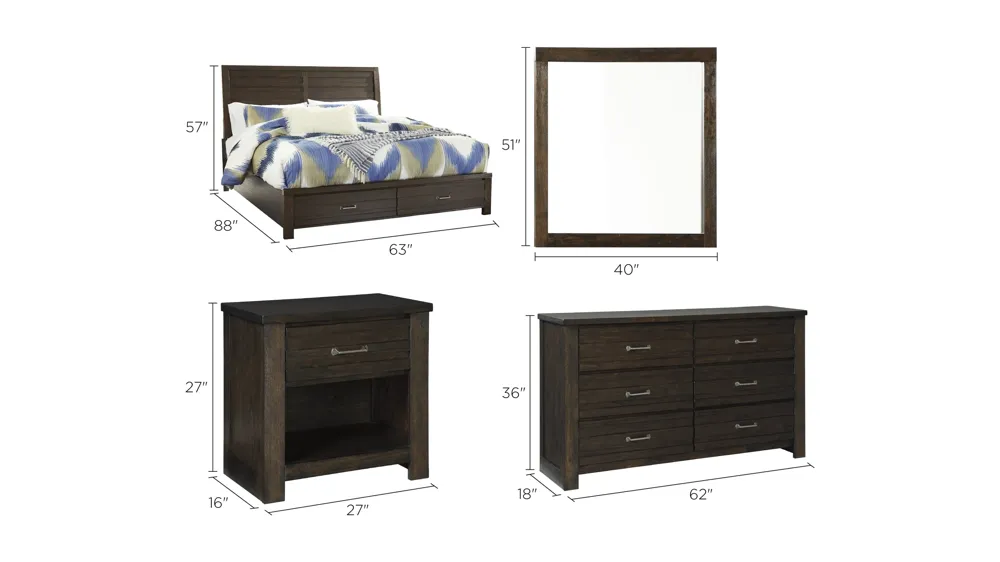 Granby 4-pc. Bedroom Set Dimensions