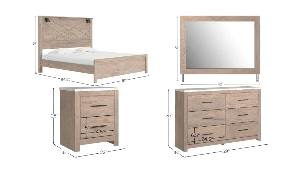 Oakley 4-pc. Bedroom Set Dimensions