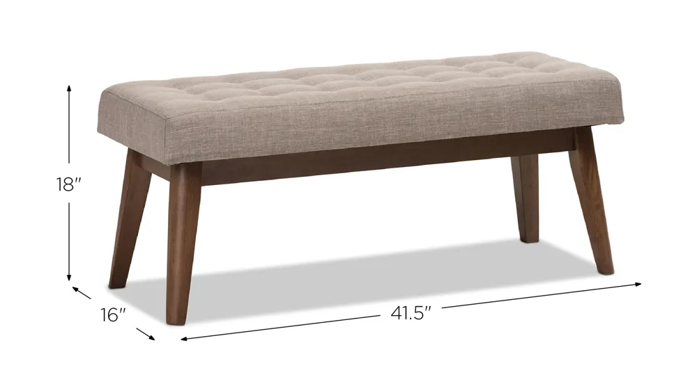 Elia Fabric Button-Tufted Bench Dimensions