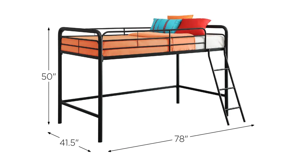 Atwater Living Cora Junior Metal Loft Bed Dimensions